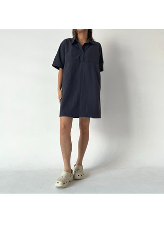 Summer Crinkly Anorak Midi Shirt Dress