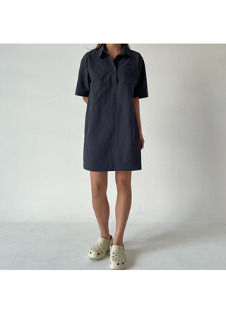 Summer Crinkly Anorak Midi Shirt Dress