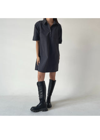 Summer Crinkly Anorak Midi Shirt Dress