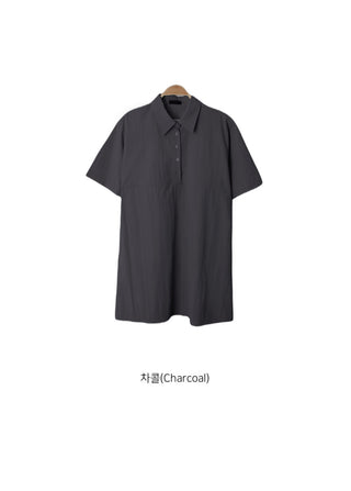 Summer Crinkly Anorak Midi Shirt Dress