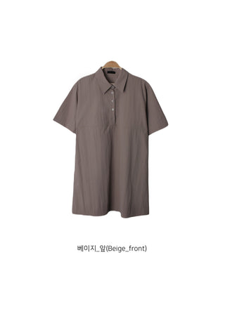 Summer Crinkly Anorak Midi Shirt Dress