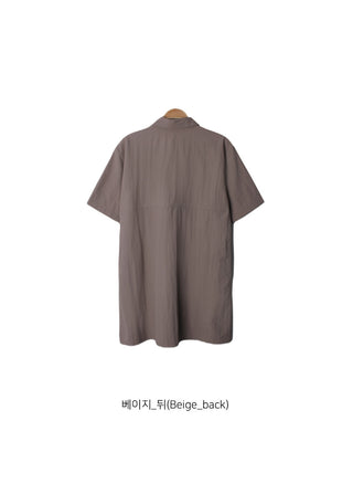 Summer Crinkly Anorak Midi Shirt Dress