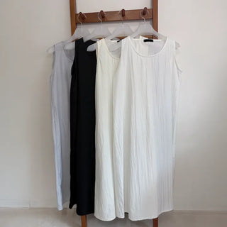 Sleeveless Crinkly Summer Long Dress for Wedding Guests