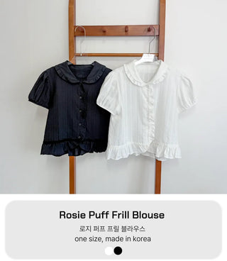 Jenny Puff Punched Lace Frill Short Sleeve Summer Blouse