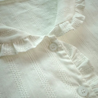 Jenny Puff Punched Lace Frill Short Sleeve Summer Blouse