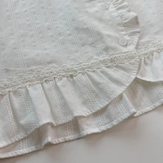 Jenny Puff Punched Lace Frill Short Sleeve Summer Blouse