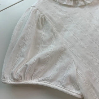 Jenny Puff Punched Lace Frill Short Sleeve Summer Blouse