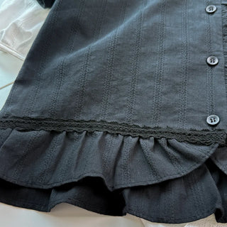 Jenny Puff Punched Lace Frill Short Sleeve Summer Blouse