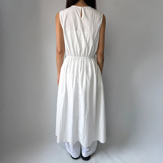 Elastic Waist Sleeveless Flare A-Line Crinkly Guest Anorak Dress