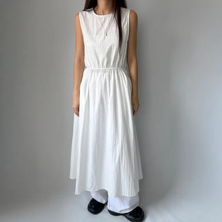 Elastic Waist Sleeveless Flare A-Line Crinkly Guest Anorak Dress