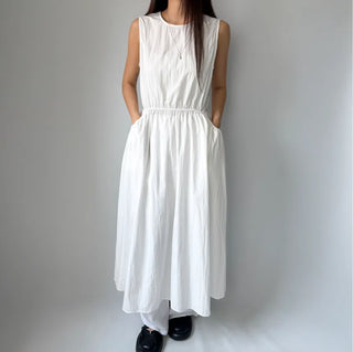 Elastic Waist Sleeveless Flare A-Line Crinkly Guest Anorak Dress