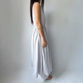 Elastic Waist Sleeveless Flare A-Line Crinkly Guest Anorak Dress