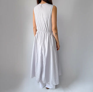 Elastic Waist Sleeveless Flare A-Line Crinkly Guest Anorak Dress
