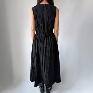 Elastic Waist Sleeveless Flare A-Line Crinkly Guest Anorak Dress
