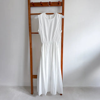 Elastic Waist Sleeveless Flare A-Line Crinkly Guest Anorak Dress