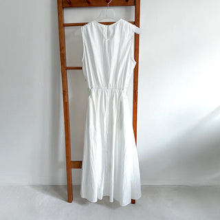 Elastic Waist Sleeveless Flare A-Line Crinkly Guest Anorak Dress