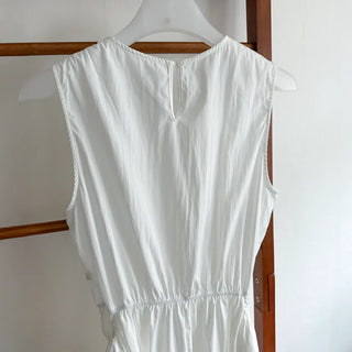 Elastic Waist Sleeveless Flare A-Line Crinkly Guest Anorak Dress
