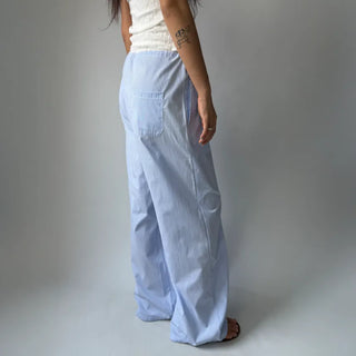 Striped Color Block Wide Maternity Pajama Summer Pants