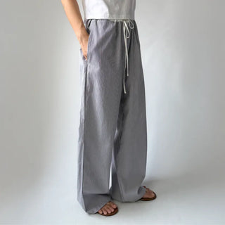 Striped Color Block Wide Maternity Pajama Summer Pants
