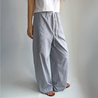 Striped Color Block Wide Maternity Pajama Summer Pants