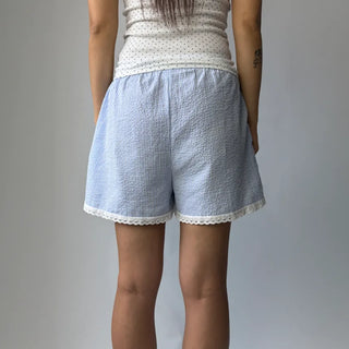 Cool Striped Lace Pajamas Elastic Waist 34 Shorts
