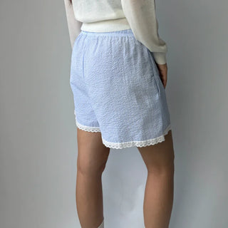 Cool Striped Lace Pajamas Elastic Waist 34 Shorts