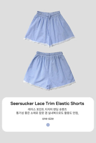 Cool Striped Lace Pajamas Elastic Waist 34 Shorts