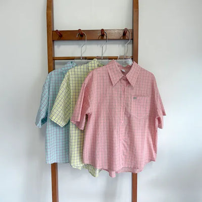 Check Short Sleeve Pastel Summer Shirt