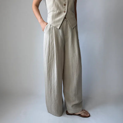 Wide Summer Beige Cooling Pants