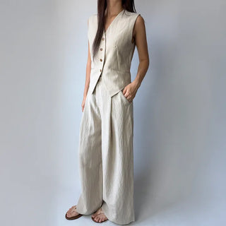 Wide Summer Beige Cooling Pants