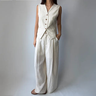 Wide Summer Beige Cooling Pants