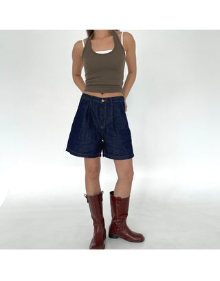 Linen A-Line Denim Half-length Shorts
