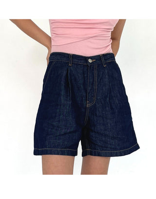 Linen A-Line Denim Half-length Shorts