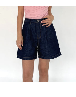 Linen A-Line Denim Half-length Shorts