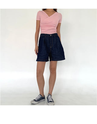Linen A-Line Denim Half-length Shorts