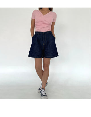 Linen A-Line Denim Half-length Shorts