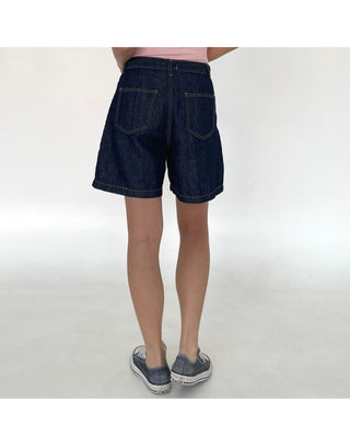 Linen A-Line Denim Half-length Shorts