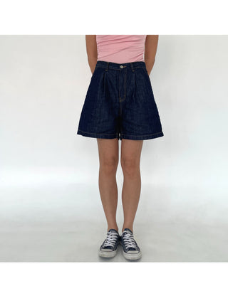 Linen A-Line Denim Half-length Shorts