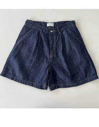 Linen A-Line Denim Half-length Shorts
