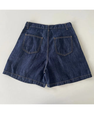 Linen A-Line Denim Half-length Shorts