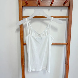 Soft Cotton Punched Shirred Layered Sleeveless Strappy Top Korea