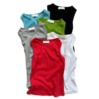 Breast Cover Ribbed Semi-Crop Summer Sleeveless Mango Sleeveless Top Made in Korea