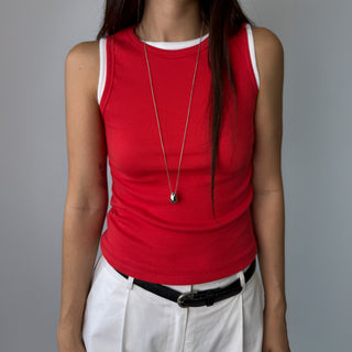 Breast Cover Ribbed Semi-Crop Summer Sleeveless Mango Sleeveless Top Made in Korea