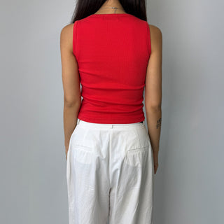 Breast Cover Ribbed Semi-Crop Summer Sleeveless Mango Sleeveless Top Made in Korea