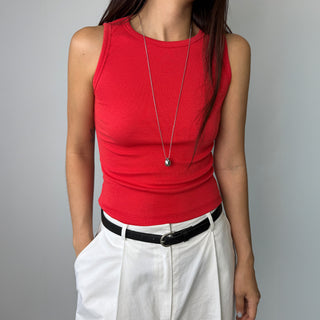 Breast Cover Ribbed Semi-Crop Summer Sleeveless Mango Sleeveless Top Made in Korea