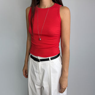 Breast Cover Ribbed Semi-Crop Summer Sleeveless Mango Sleeveless Top Made in Korea