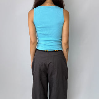 Breast Cover Ribbed Semi-Crop Summer Sleeveless Mango Sleeveless Top Made in Korea