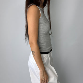 Breast Cover Ribbed Semi-Crop Summer Sleeveless Mango Sleeveless Top Made in Korea