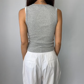 Breast Cover Ribbed Semi-Crop Summer Sleeveless Mango Sleeveless Top Made in Korea