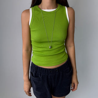 Breast Cover Ribbed Semi-Crop Summer Sleeveless Mango Sleeveless Top Made in Korea